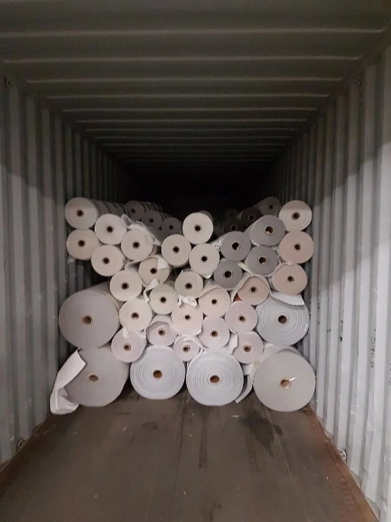 Container loading of automotive PVC leather stocklots for export
